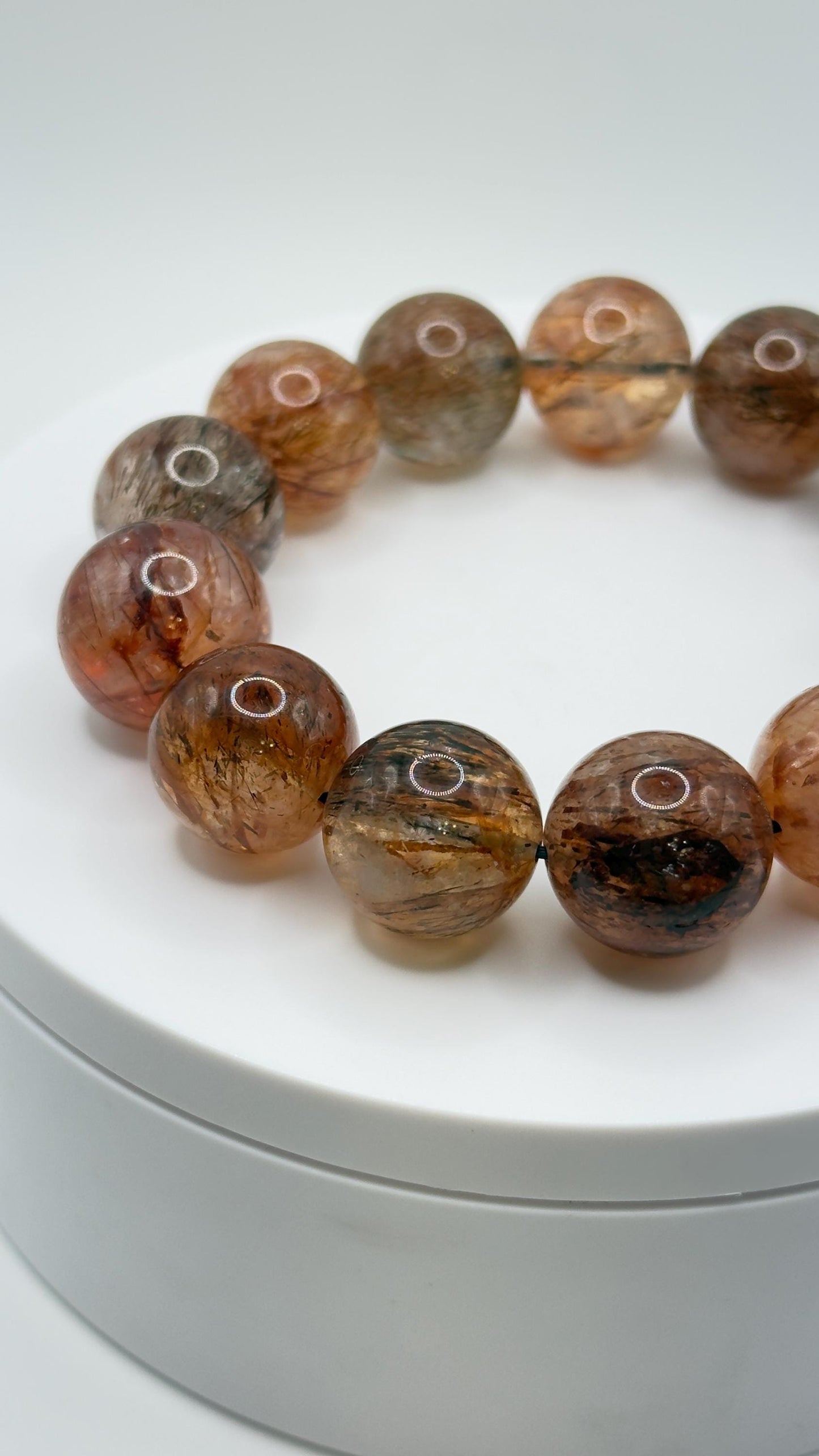 Rutilated Quartz Bracelet – Natural Gemstone Stretch Beaded Jewelry