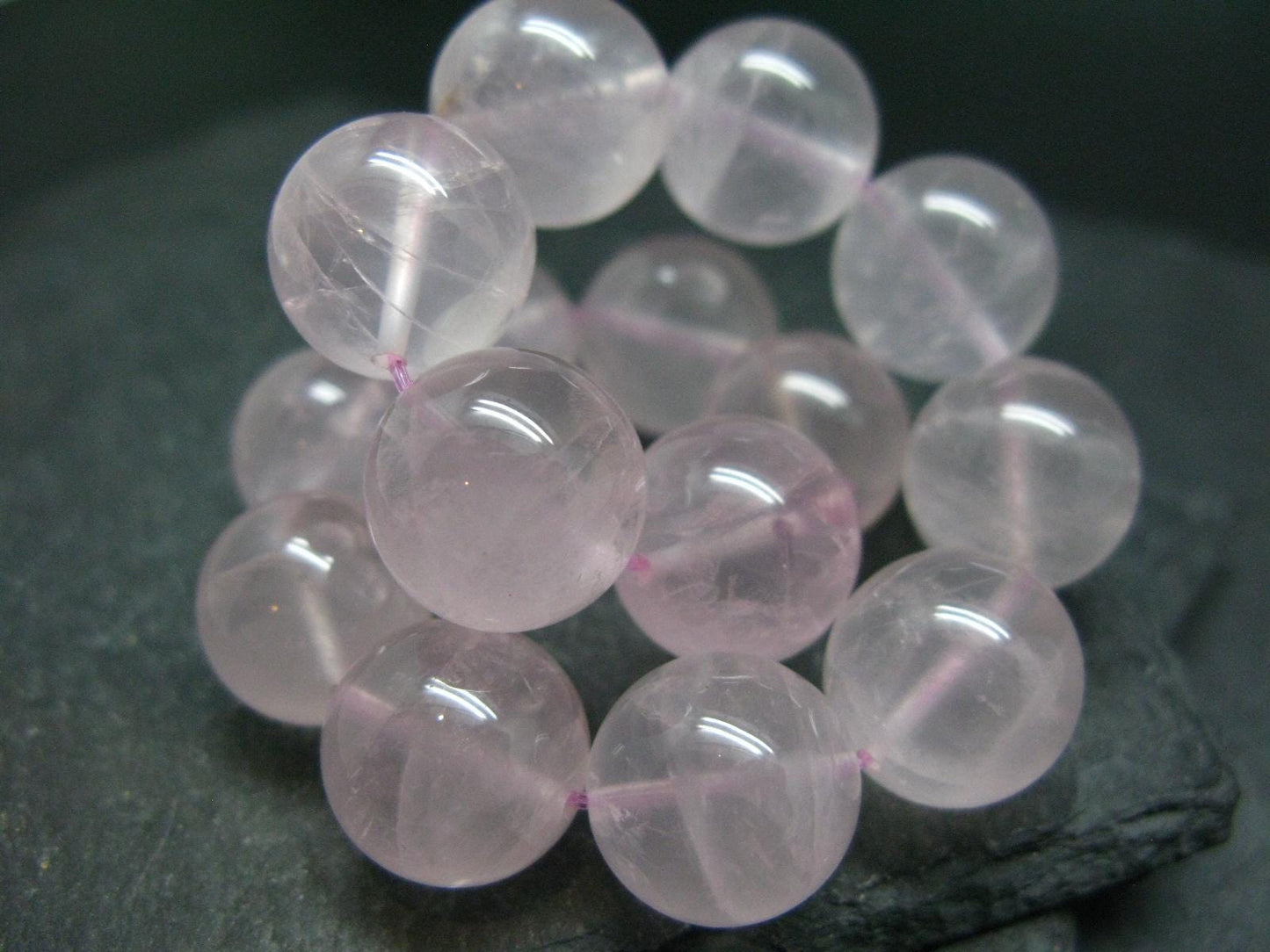Rose Quartz Genuine Bracelet ~ 7 Inches ~ 15mm Round Beads