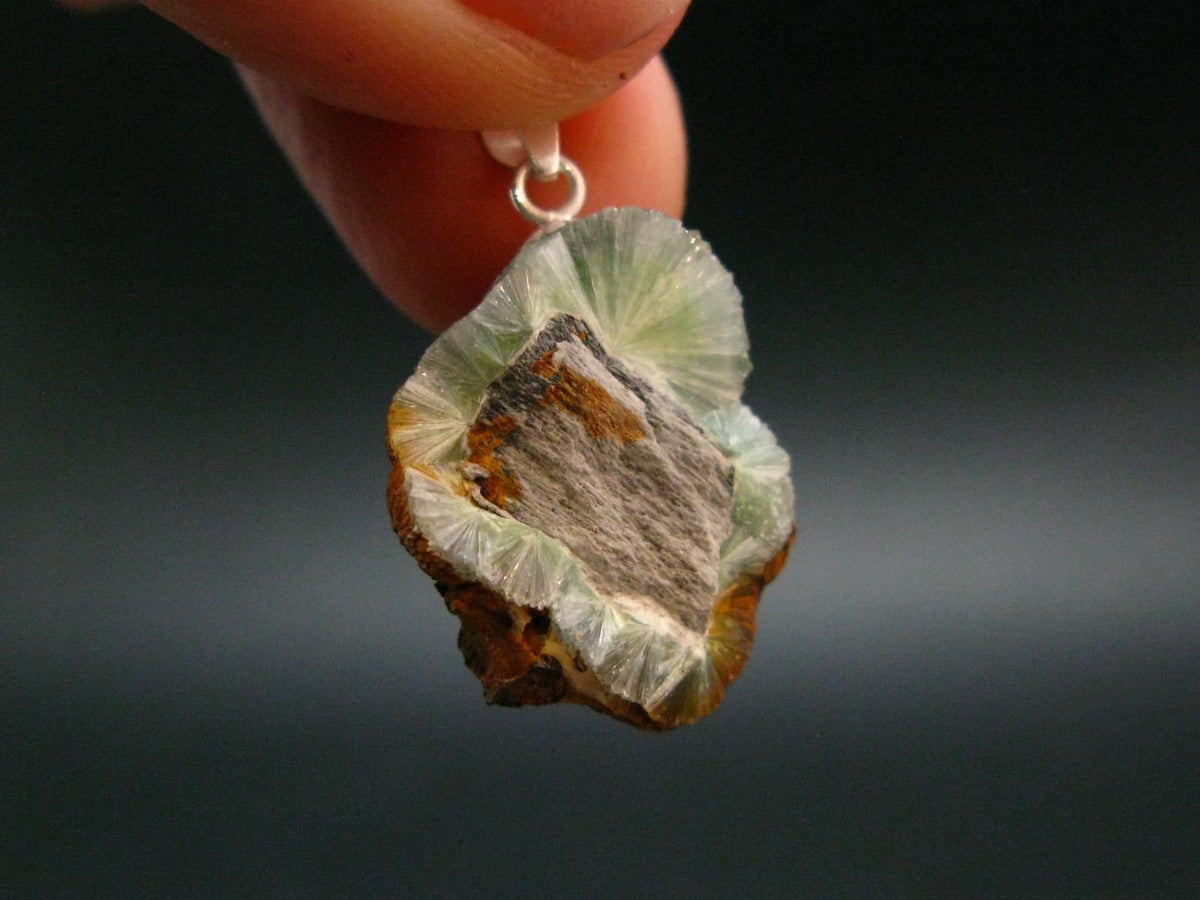 Rare Wavellite Cluster Silver Pendant From Arkansas, USA - 1.0" - 2.62 Grams