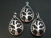 Lot of 3 Natural Lava Drop Shape Pendant Tree of Life