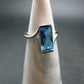 Natural Faceted Round Swiss Blue Topaz Crystal Sterling Silver Ring - 3.71 Grams - Size 6
