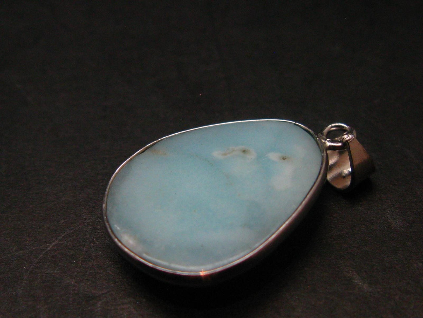 Rare Blue Larimar Pectolite Silver Pendant From Dominican Republic - 1.0" - 2.73 Grams