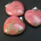 Lot of 3 Natural Rhodonite Heart Shape Pendants from Canada