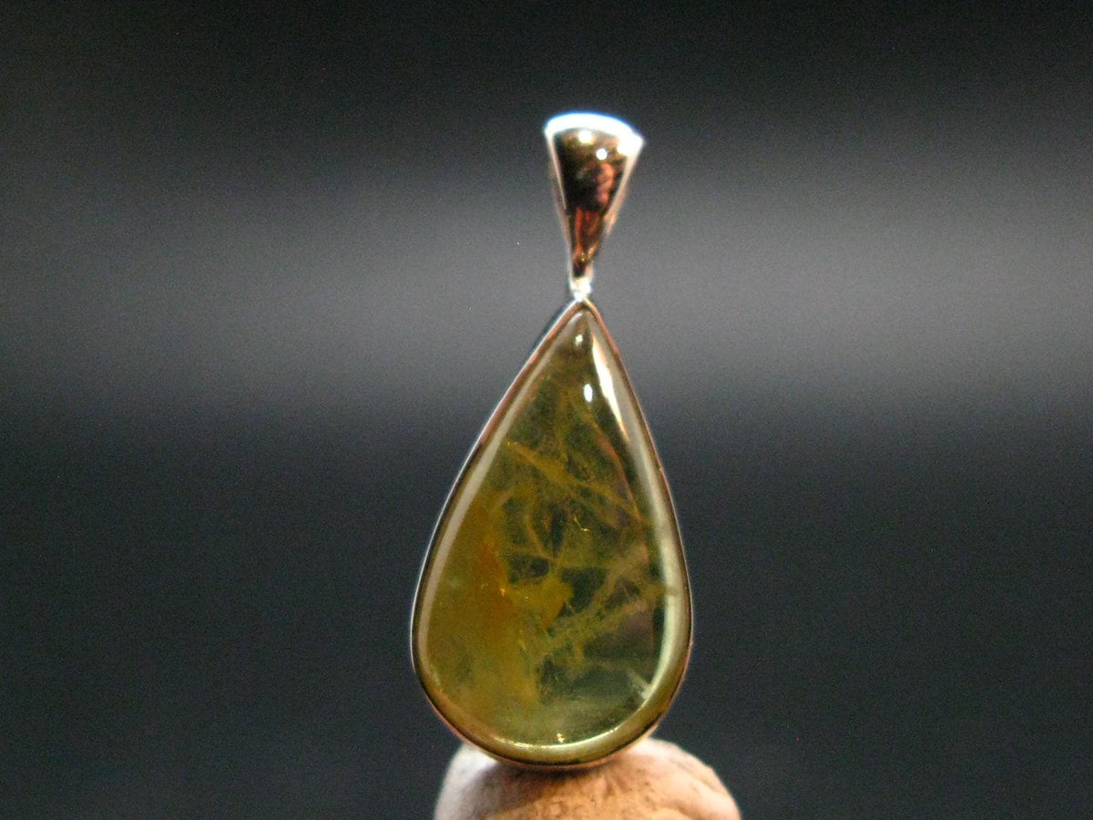 Rare Titanite Sphene Crystal Silver Pendant From Tanzania - 0.9" - 1.75 Grams