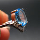 Facetted Blue Topaz Sterling Silver Ring With CZ - 2.0 Grams - Size 8