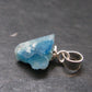 Rare Raw Blue Euclase Gem Crystal Silver Pendant from Zimbabwe - 0.5" - 0.57 Grams