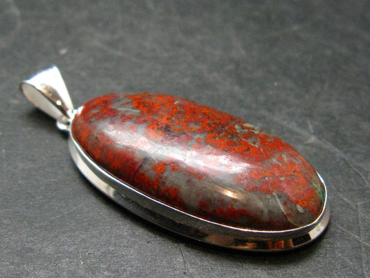 Crimson Cuprite w/ Chrysocola Silver Plated Pendant from Mexico - 2.1" - 11.72 Grams