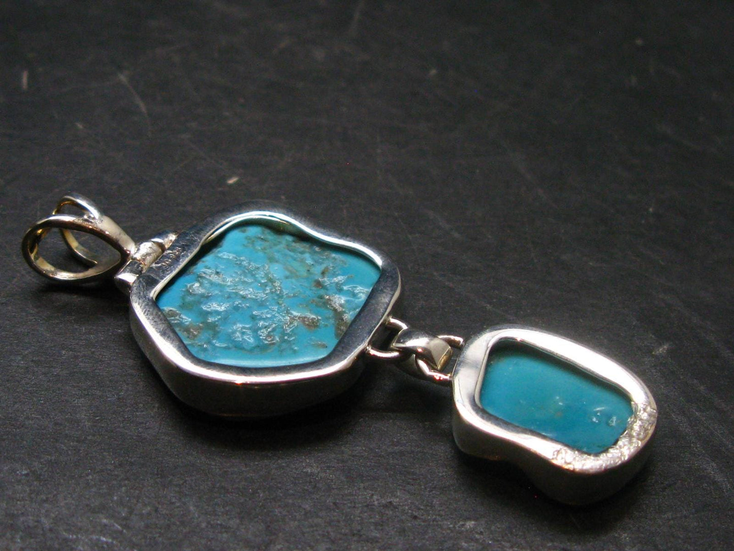 Turquoise Silver Pendant - 2.3" - 10.09 Grams