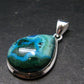 Malachite And Chrysocola Silver Plated Pendant from Congo - 1.4" - 6.18 Grams