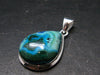 Malachite And Chrysocola Silver Plated Pendant from Congo - 1.4" - 6.18 Grams