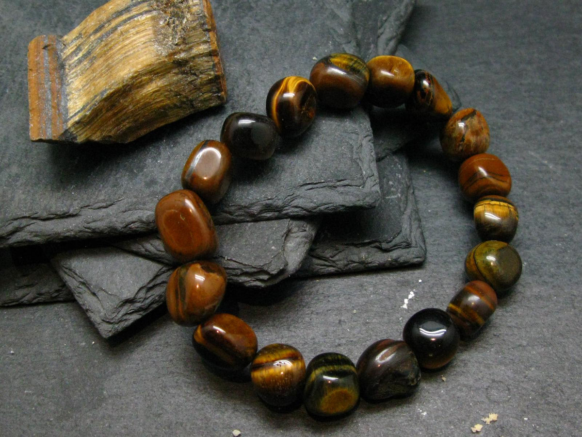 Tiger Eye Genuine Bracelet ~ 7 Inches ~ 10mm Tumbled Beads