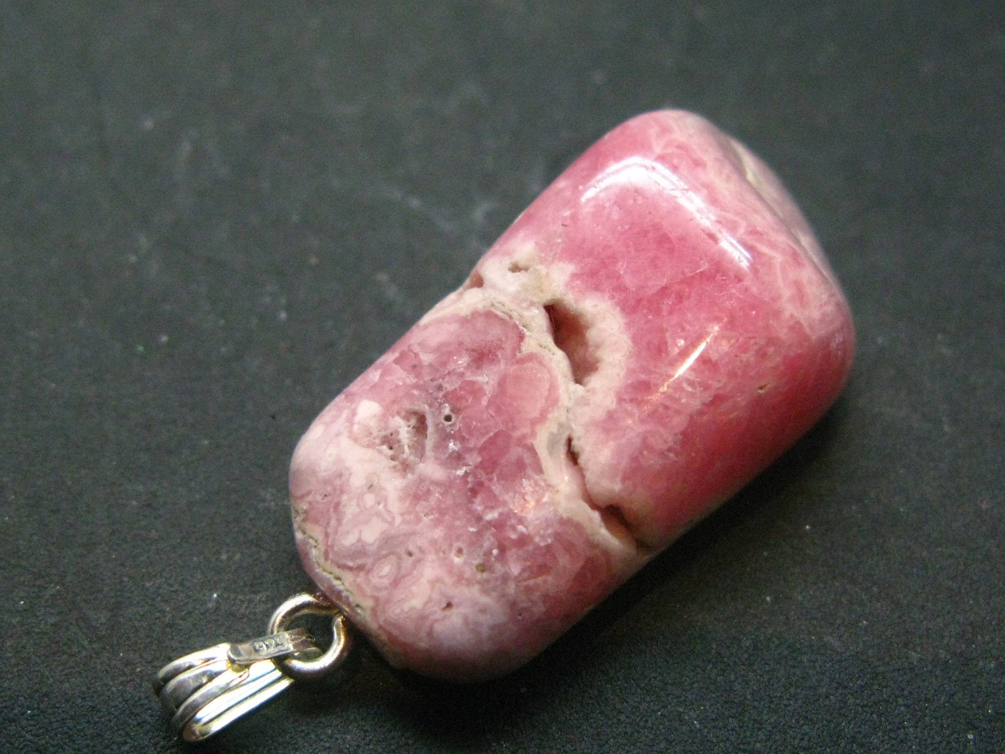 Rhodochrosite Sterling Silver Pendant From Argentina - 1.5" - 10.98 Grams
