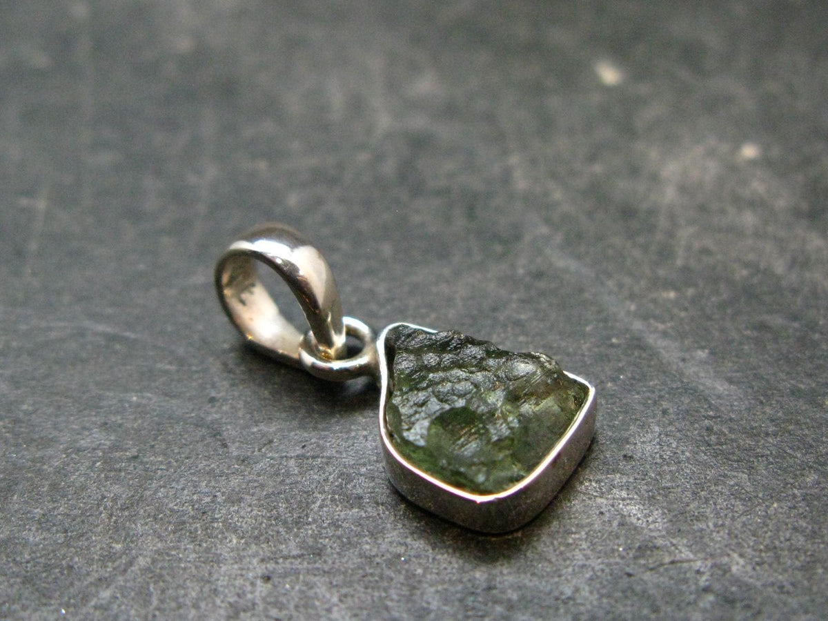 Moldavite Tektite Silver Pendant from Czech Republic - 0.8" - 1.19 Grams