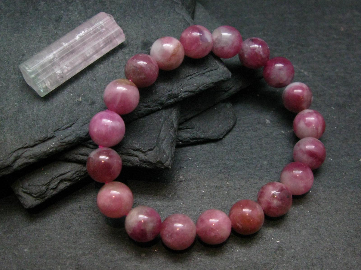 Pink Tourmaline Genuine Bracelet ~ 7 Inches ~ 10mm Round Stones