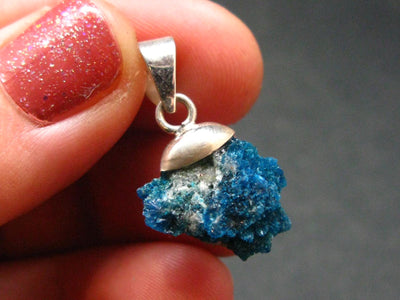 Cavansite Crystal Pendant In Sterling Silver From India - 0.9"