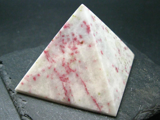 Large Cinnabar in Quartz Pyramid from Peru - 153.51 Grams - 2.2"