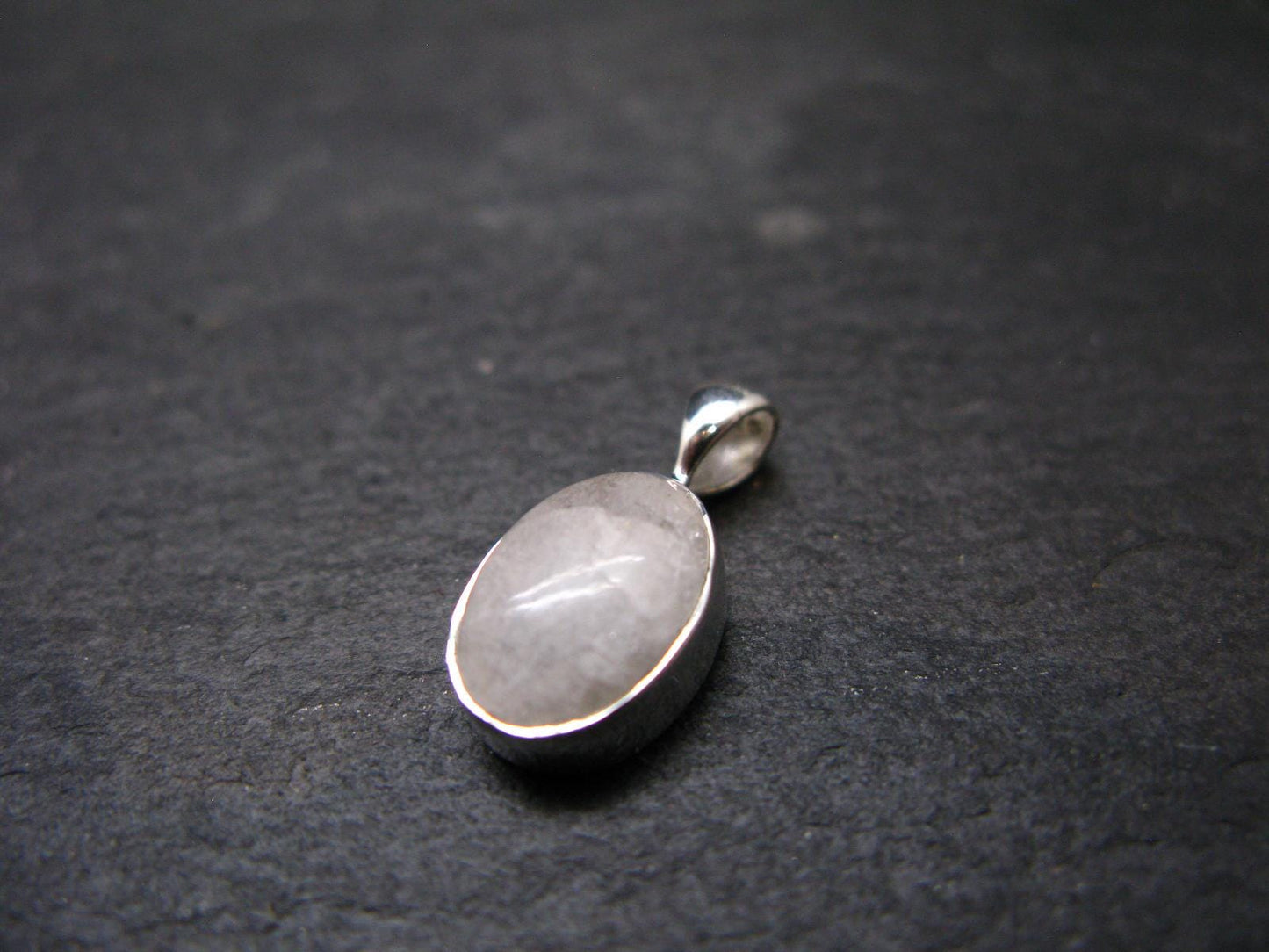 Raw Rare Natrolite Crystal Silver Pendant From Russia - 0.7" - 1.42 Grams