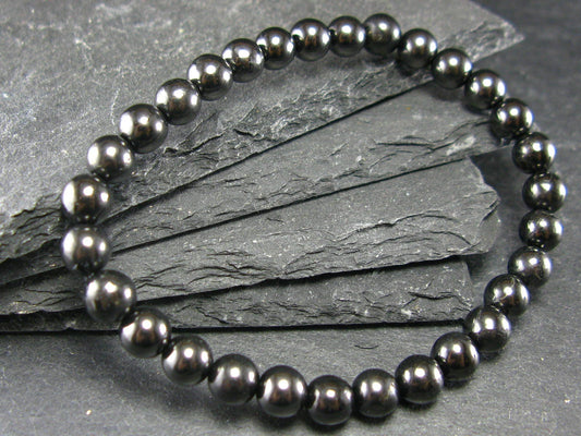 Shungite Genuine Bracelet ~ 7 Inches ~ 6mm Round Beads