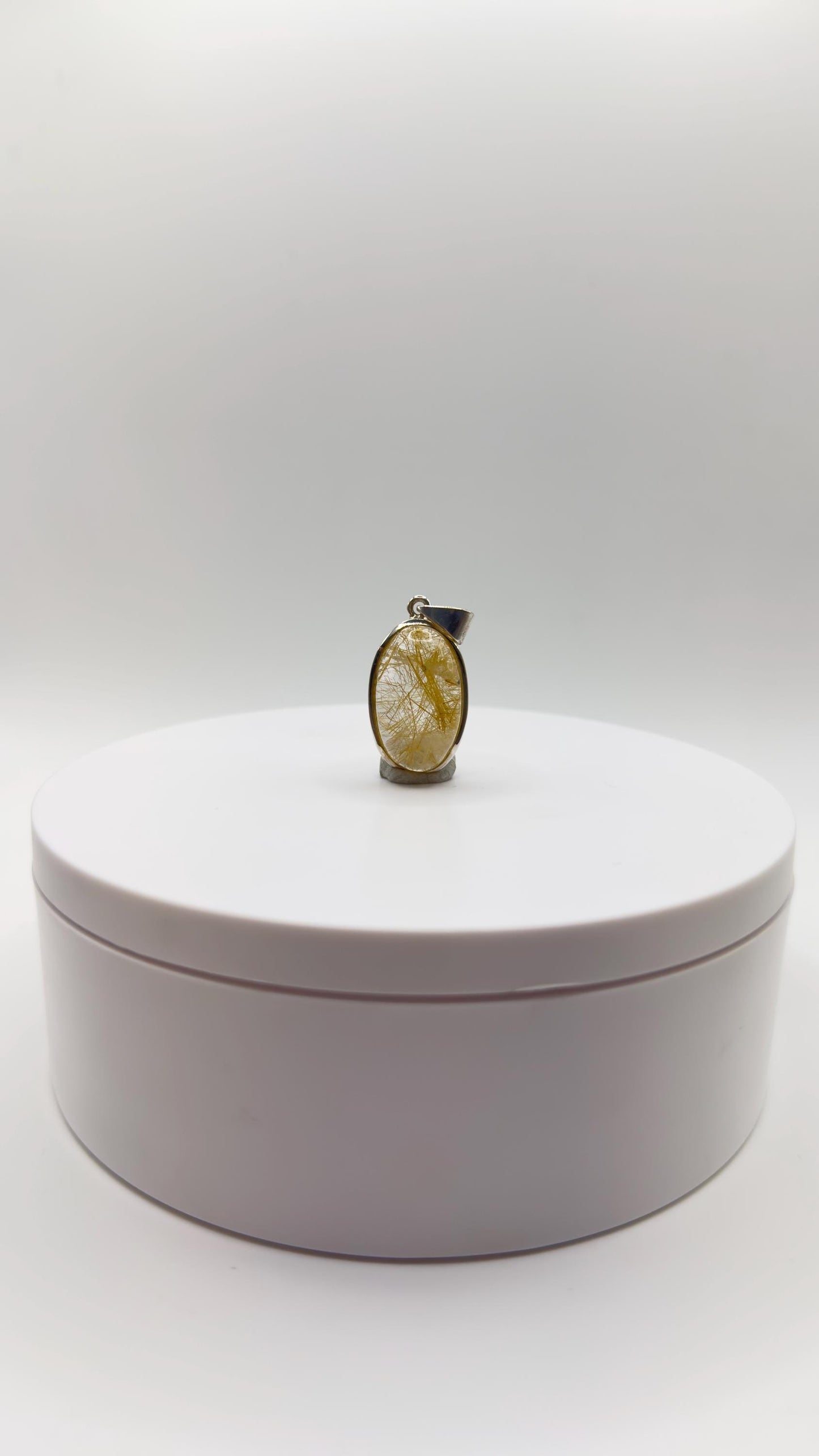 Golden Needle Quartz Pendant – Natural Inclusion Crystal in Sterling Silver