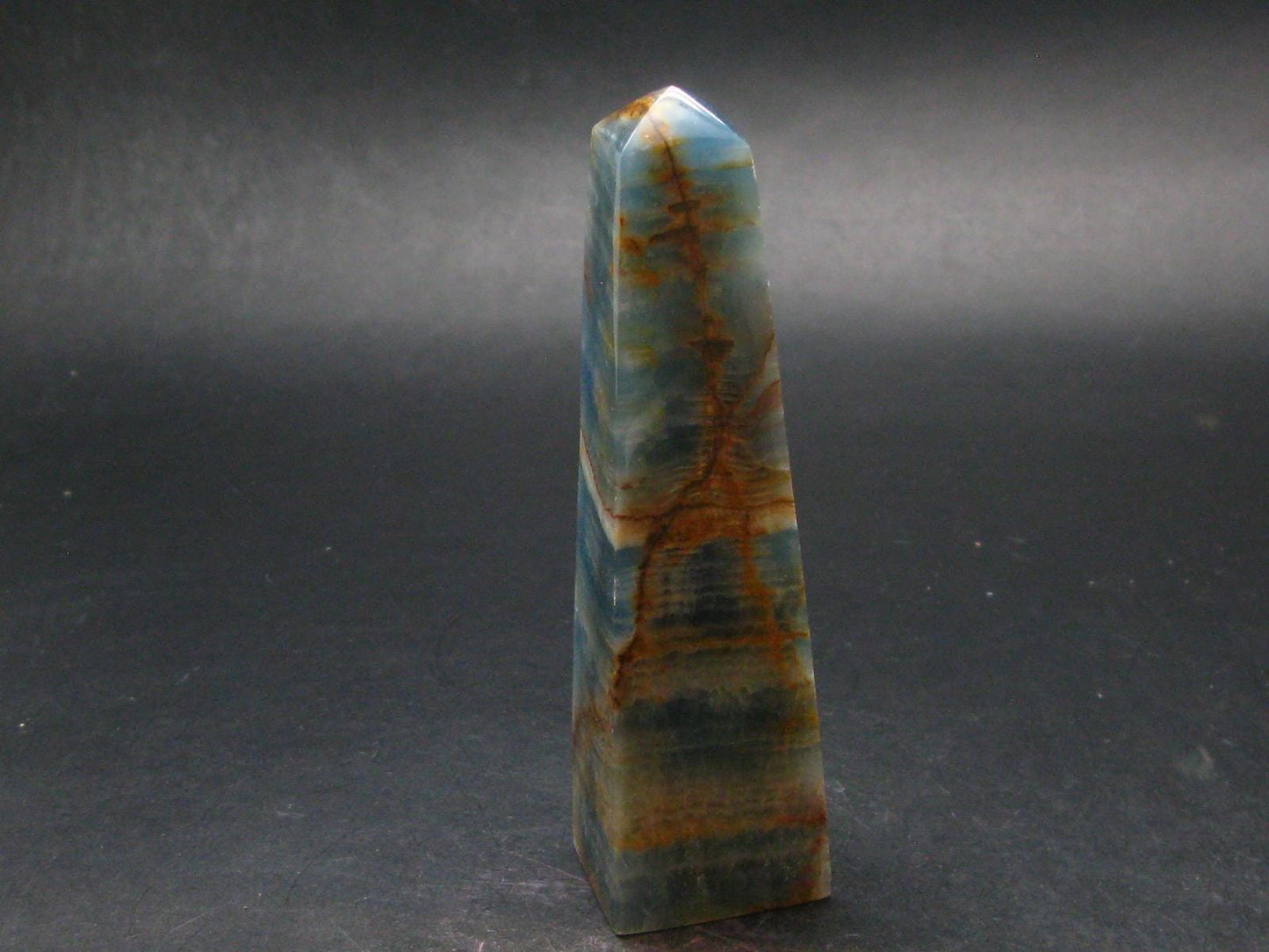 Nice Lemurian Aquatine Blue Calcite Obelisk Pyramid From Argentina - 4.5" - 181.57 Grams