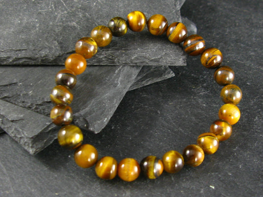Tiger Eye Genuine Bracelet ~ 7 Inches ~ 8mm Round Beads