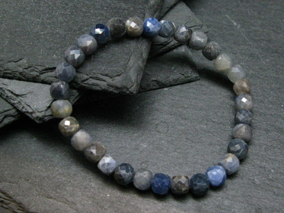 Blue Sapphire Genuine Bracelet ~ 7 Inches ~ 6mm Squared Facetted Beads