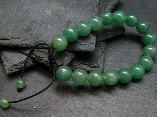 Green Aventurine Genuine Bracelet ~ 7 Inches ~ 10mm Round Beads - w/ Drawstring