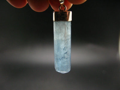 Aquamarine Gem Sterling Silver Pendant From Brazil - 1.9" - 5.77 Grams