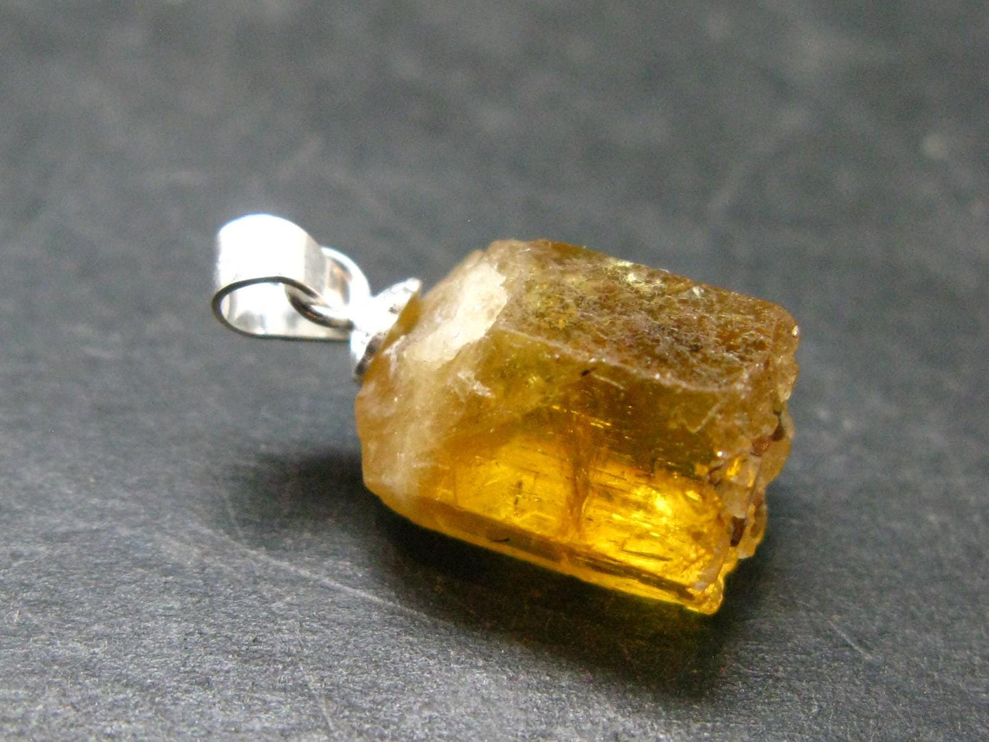 Gem Heliodor Golden Beryl Silver Pendant From Tajikistan - 10.0 Carats - 2.0"