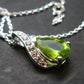 Peridot Olivine Faceted Pendant in SS With CZ Plus Chain From Arizona - 18" - 3.0 Grams