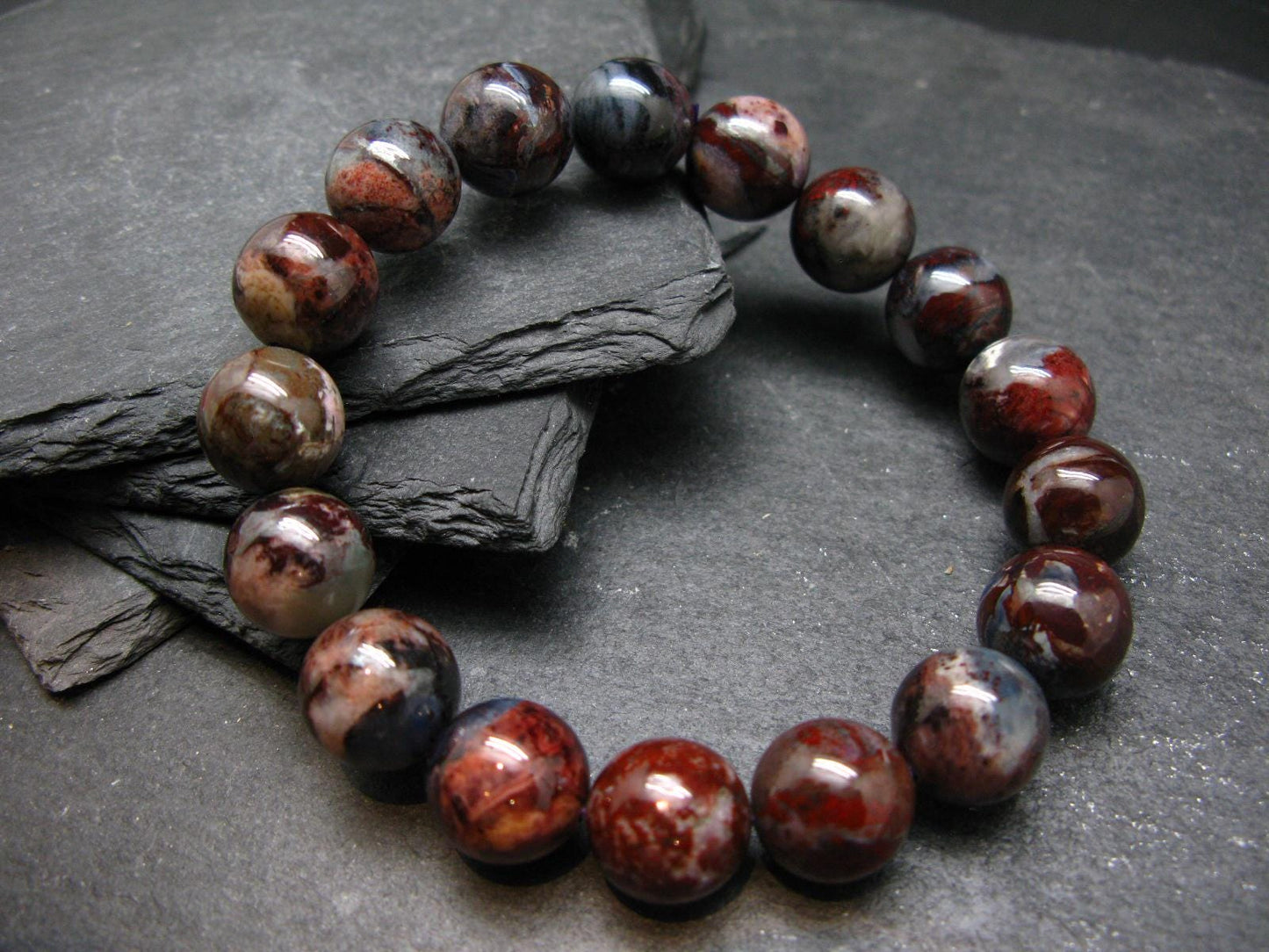 Bustamite Genuine Bracelet ~ 7.5 Inches ~ 13mm Round Beads