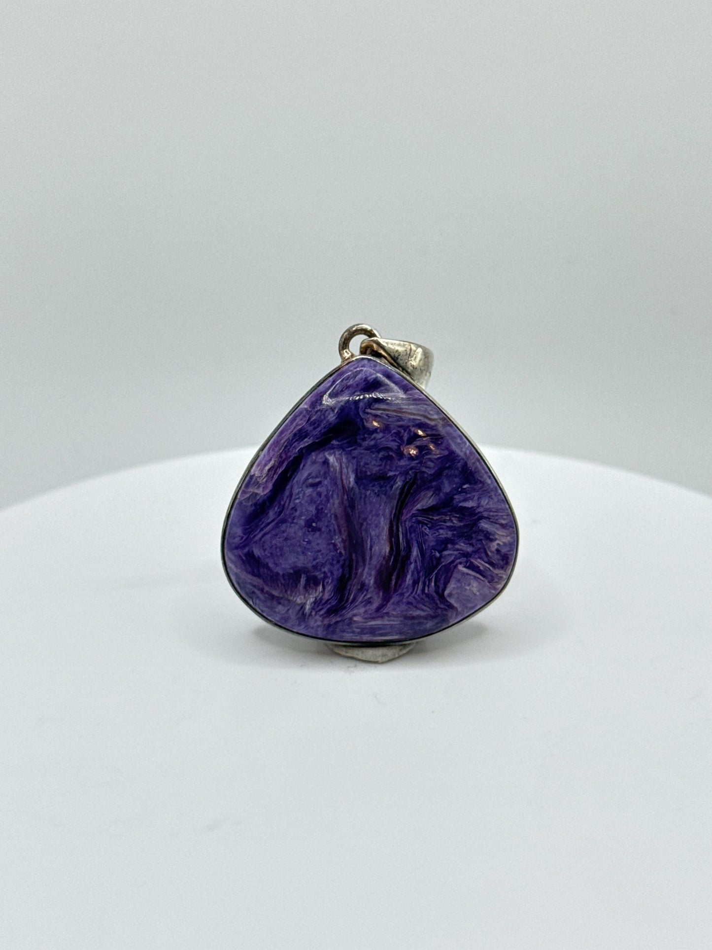 Charoite Sterling Silver Pendant – Teardrop Shape - 11.41 Grams