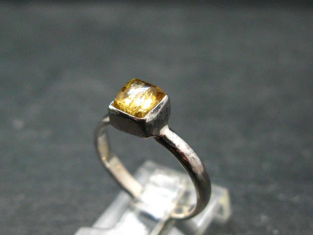 Fabulous Untreated Faceted Gem Imperial Topaz 925 Silver Ring from Brazil - Size 7 - 2.67 Grams