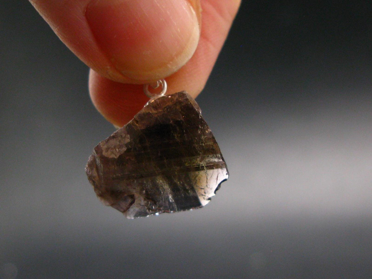 Rare Axinite Crystal Silver Pendant From Russia - 0.8" - 2.37 Grams