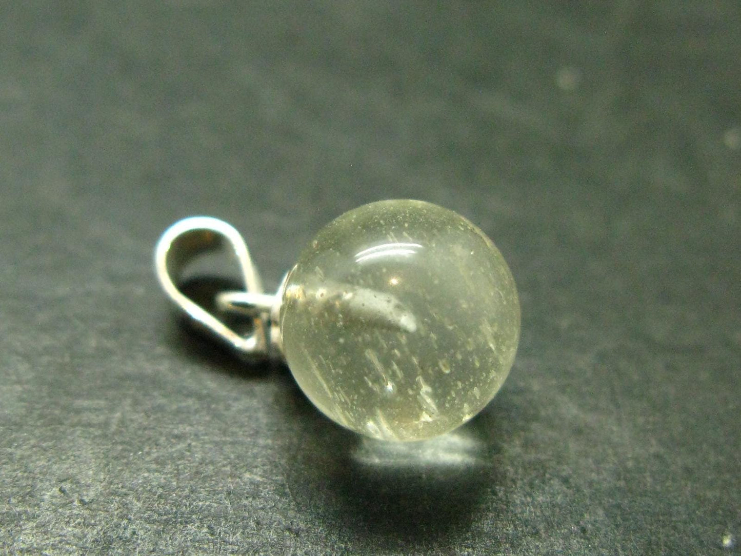Gem Libyan Desert Glass Tektite Pendant Sterling Silver from Libya - 0.6" - 0.80 Grams