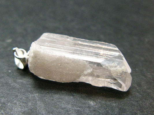 Nice Terminated Danburite Crystal Silver Pendant from Mexico - 1.3" - 3.62 Grams