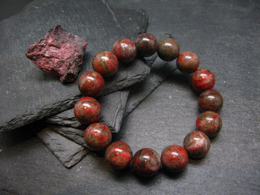 Cinnabar Genuine Bracelet ~ 7 Inches ~ 13mm Round Beads
