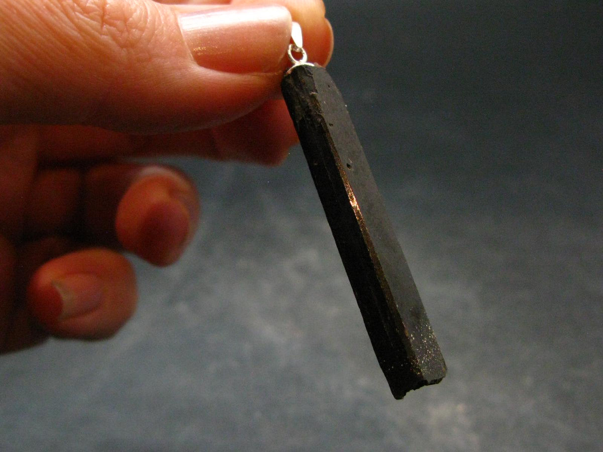 Aegirine Crystal Silver Pendant From Malawi - 1.8" - 4.13 Grams