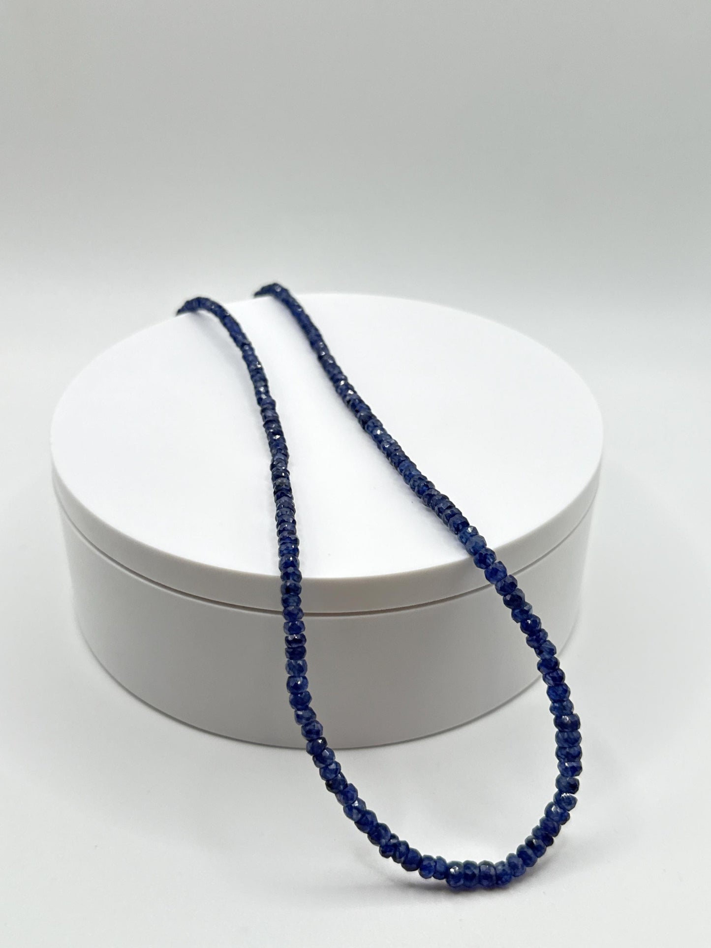 Blue Sapphire Beaded Necklace: Genuine Gemstone Jewelry, September Birthstone