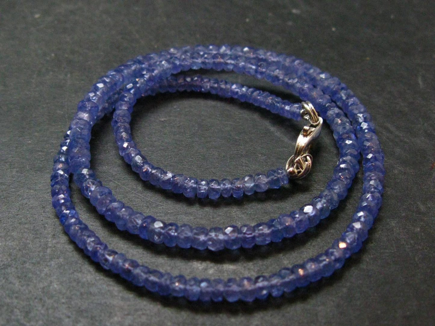 Gem Tanzanite Zoisite Necklace Beads From Tanzania - 17" - 12.12 Grams
