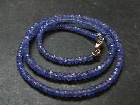Gem Tanzanite Zoisite Necklace Beads From Tanzania - 17" - 12.12 Grams