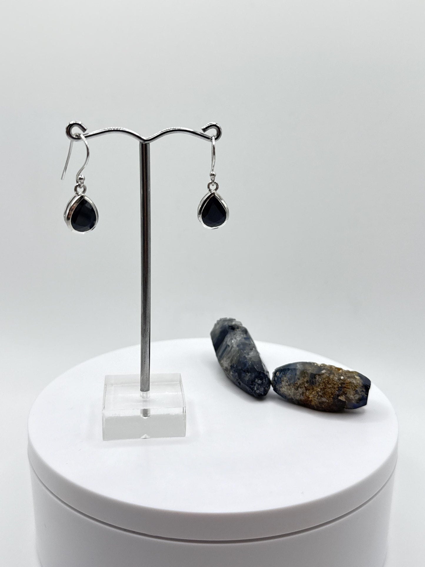 Teardrop Sapphire Sterling Silver Earrings | September Birthstone