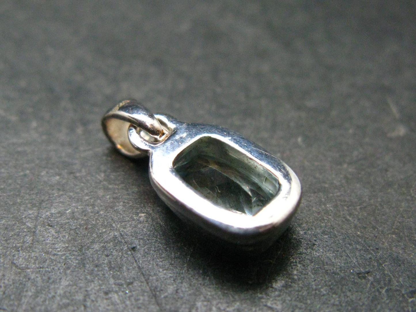 Stunning Genuine Faceted Aquamarine Gem Sterling Silver Pendant From Brazil - 0.7"