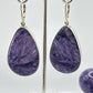 Charoite & Sterling Silver Teardrop Earrings - 24.03 Grams