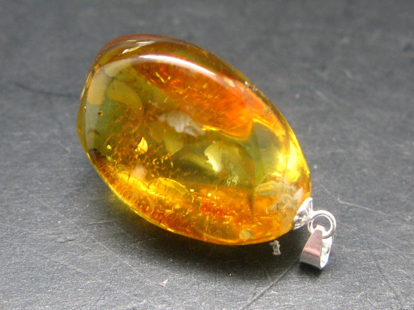 Natural Insects in Baltic Amber 925 Silver Pendant from Poland - 1.5" - 4.85 Grams