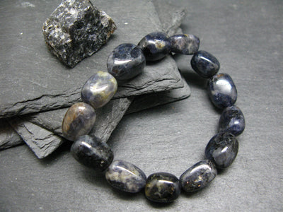 Iolite Cordierite Genuine Bracelet ~ 7 Inches ~ 14mm Tumbled Beads