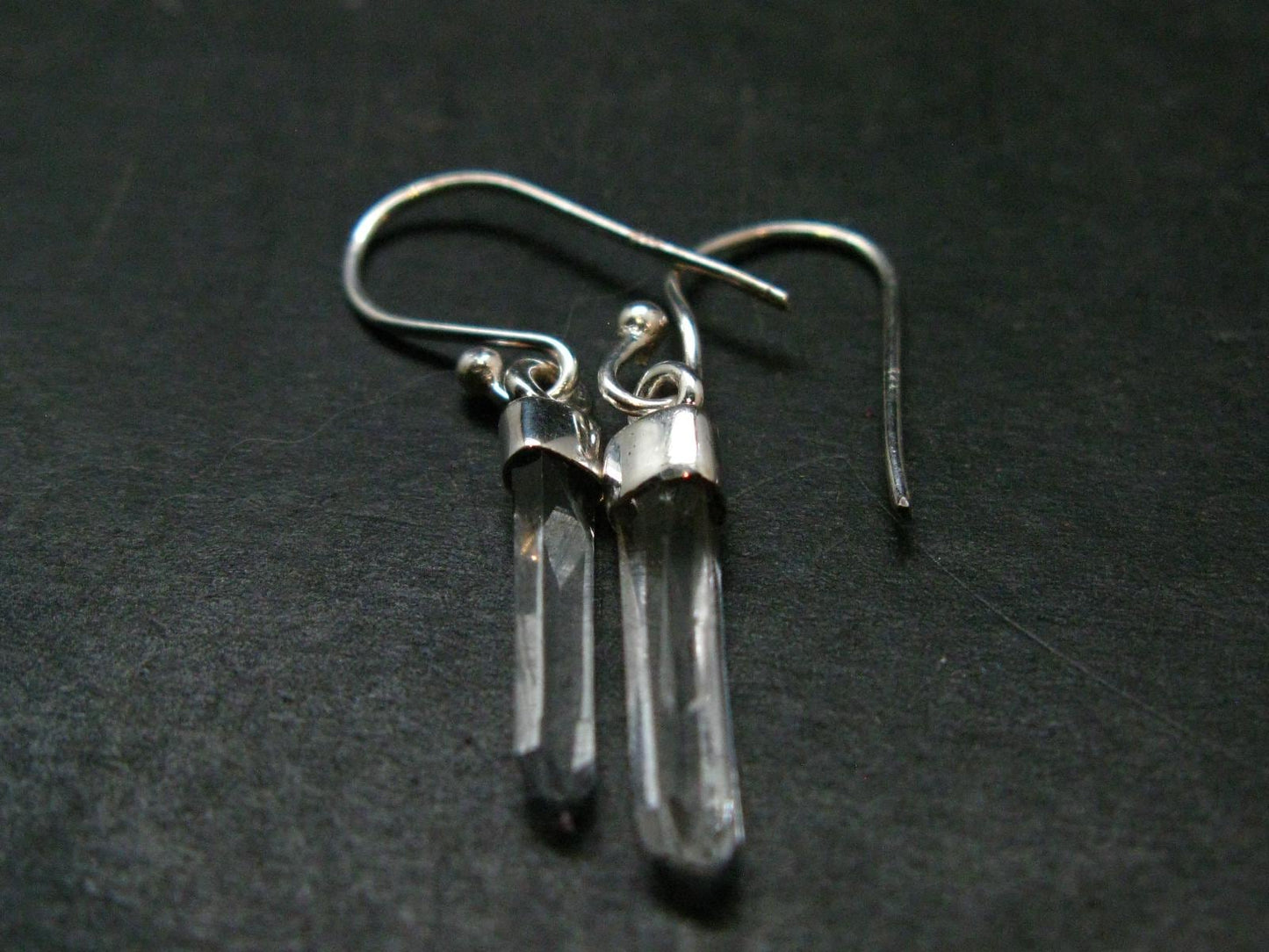 Lemurian Quartz Seed Crystal Silver Earrings From Brazil - 1.4"