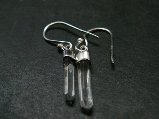 Lemurian Quartz Seed Crystal Silver Earrings From Brazil - 1.4"