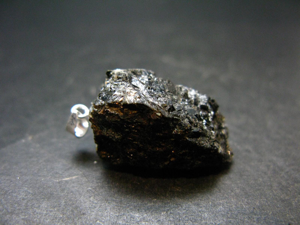 Silver Nuumite Nuummite Pendant From Greenland - 1.3"