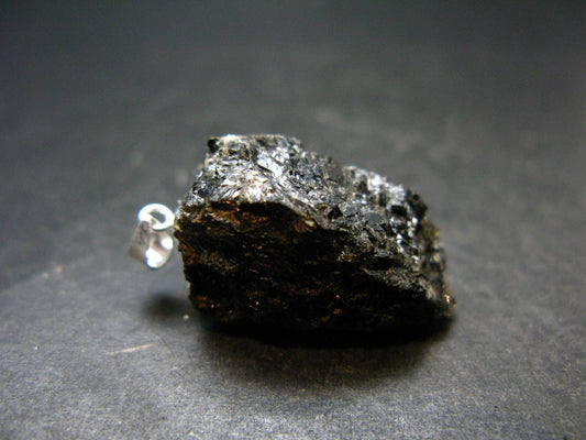 Silver Nuumite Nuummite Pendant From Greenland - 1.3"